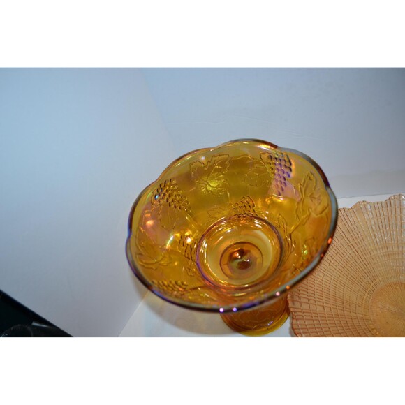 Vintage Glass Tabletop Display 1970s Shades of Amber Trio Retro MCM Early Core - Picture 3 of 4